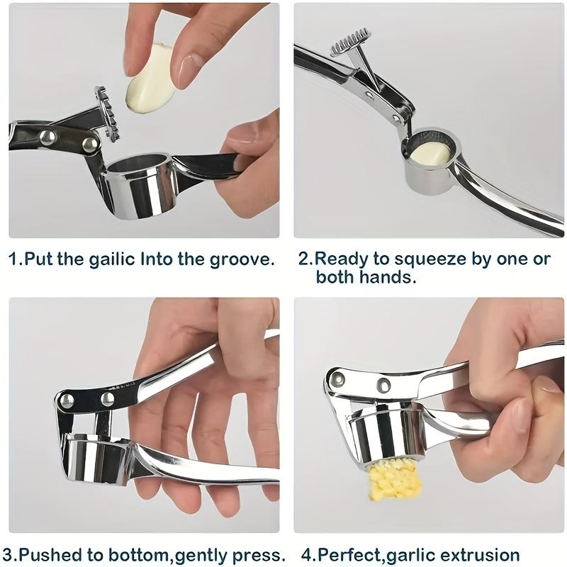 1 шт. Чеснокодавилка, измельчитель и очиститель чеснока из нержавеющей стали, съемная внутренняя тарелка, дизайн для легкой очистки и наполнения чесноком, кухонные аксессуары