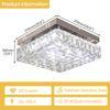 Modern Square Crystal Chandelier LED Small Chandeliers Flush Mount Ceiling Light Fixtures for Bedroom Hallway Foyer 6000K