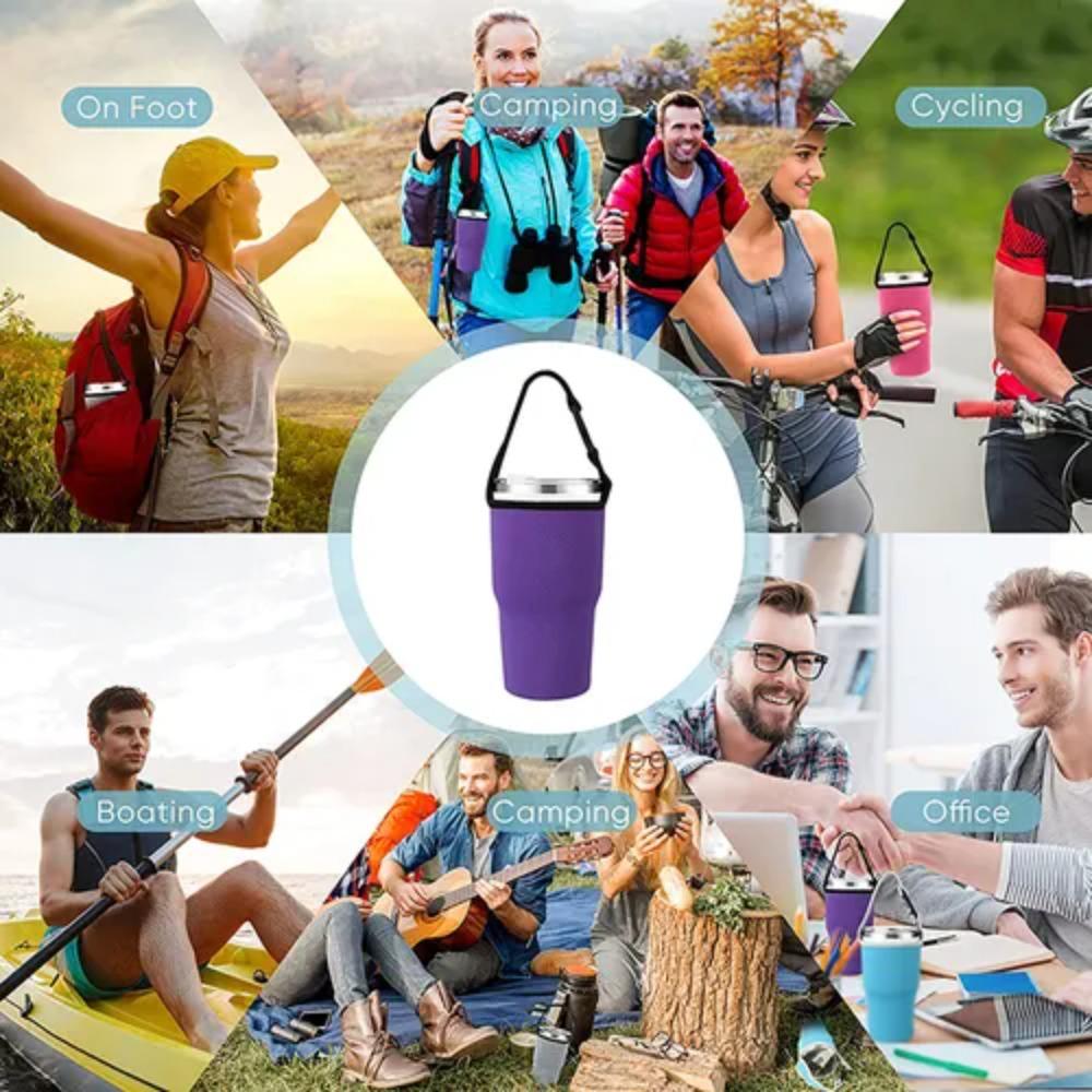 With Carrying Handle Anti-Hot Cup Sleeve Neoprene Tumbler Carrier Water Bottle Holder Sports