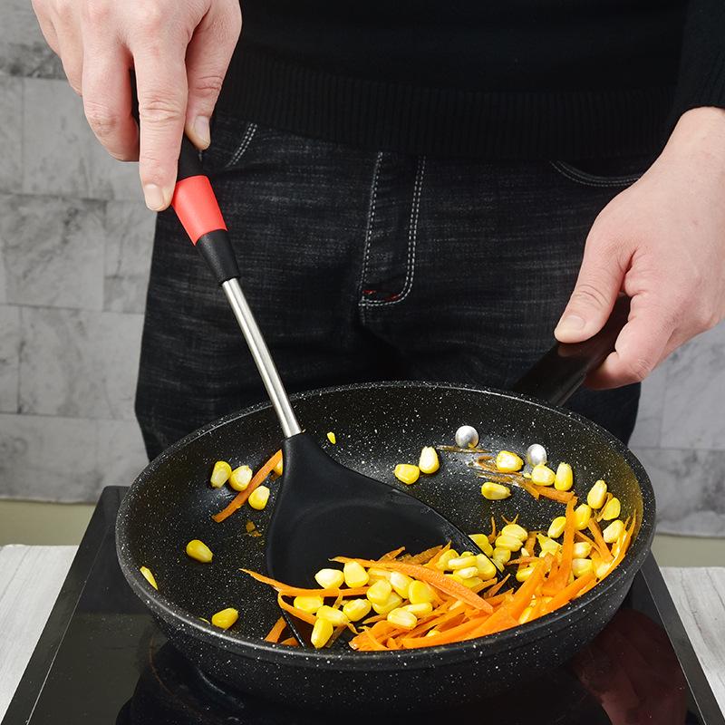 Набор силиконовой посуды с антипригарным покрытием: Жаропрочные лопатки, суповая ложка, лопатка для жарки, ложка для риса.