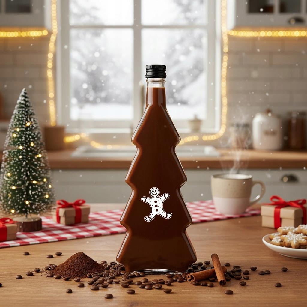 CHRISTMAS TREE 500ML bottle WITH PRINT for liqueur, tincture, juice CHRISTMAS BOTTLES