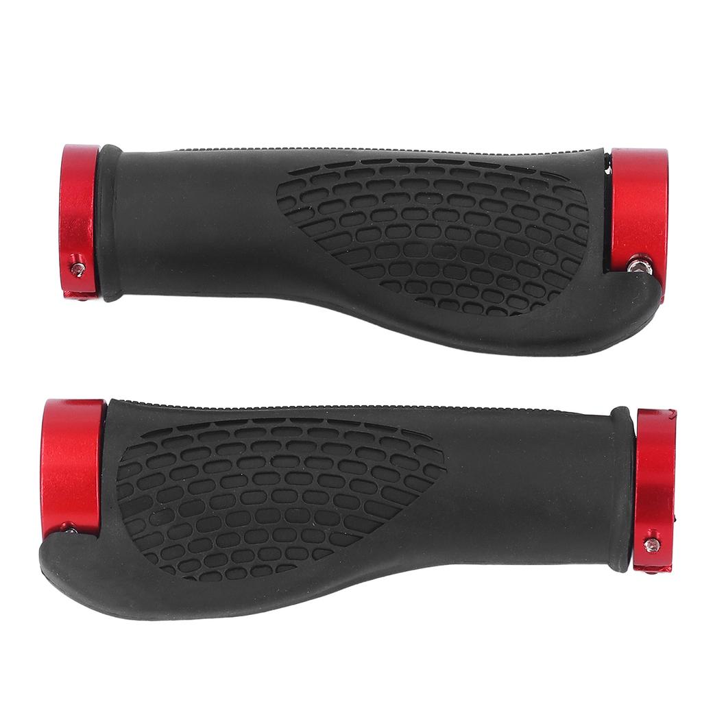 Mountain Bike Grips PP TPR Nonslip Safe Cellular Surface Ergonomic Design Metal Sides Bike Handlebar Grips Red