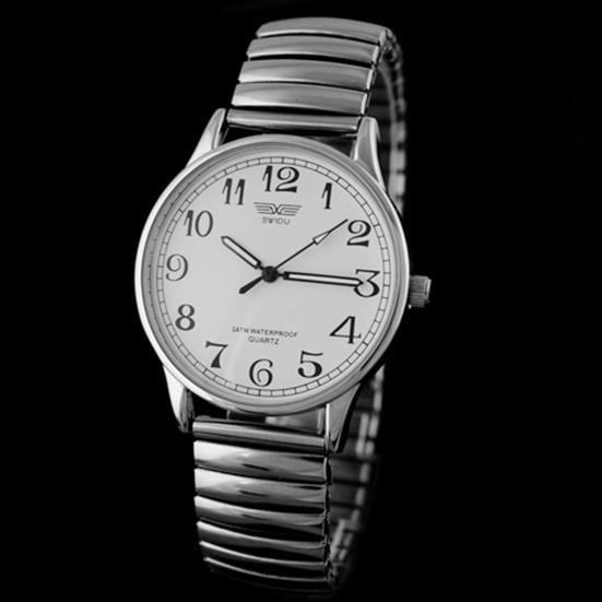 Men's Women's Couple Lover Elastic Alloy Quartz Analog Wrist Watch Fashion Gift