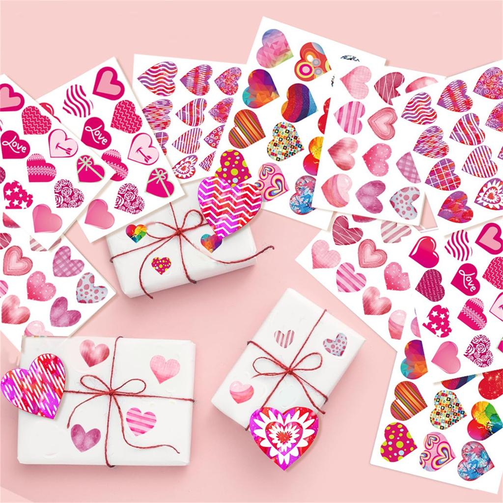 Valentine's Day Decoration Props, Love Gifts, Sealing Stickers, Adhesive Stickers, Party Supplies, 4 Sheets, 48pcs/Set