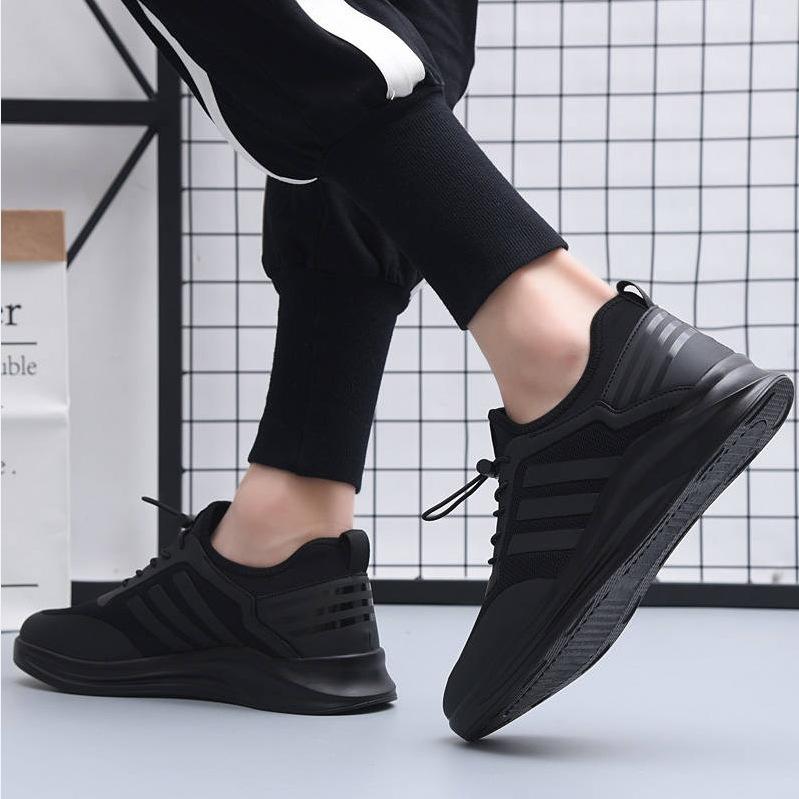 Sports Shoes Men's Shoes 2025 Spring and Autumn New Leather Waterproof and Odor Proof Casual Shoes Versatile Black Running