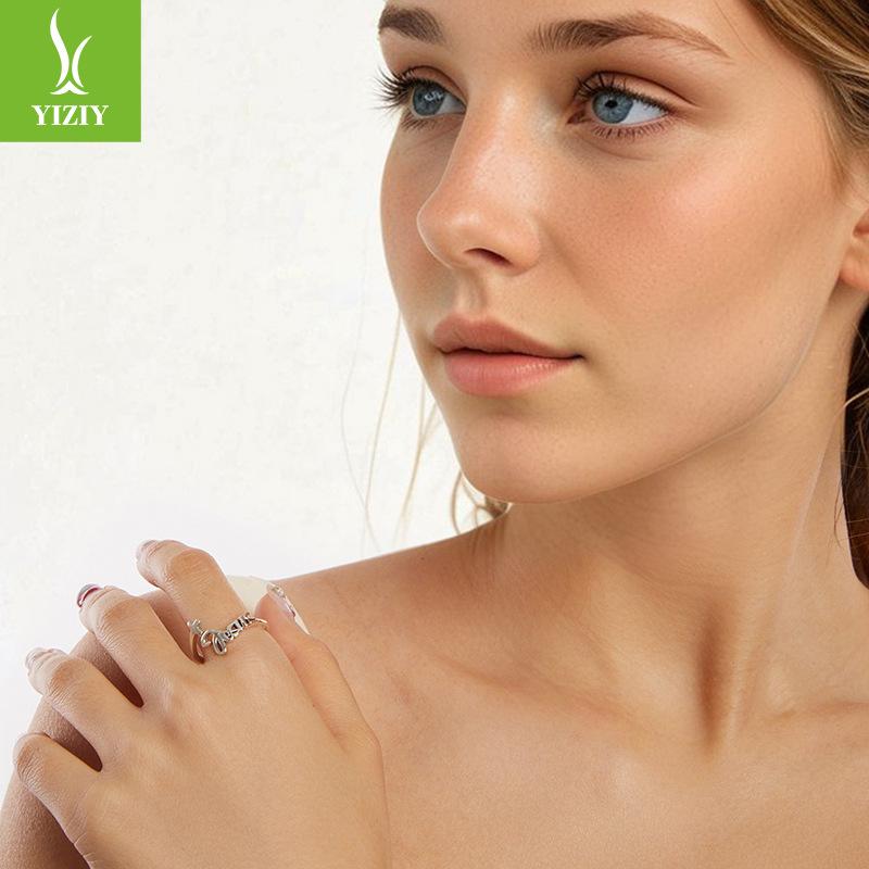 Cross-Border Explosion S925 Sterling Silver Cross Letter Open Ring Men'S And Women'S Creative Personality Ring