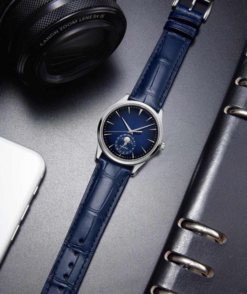 BINLUN Часы из натуральной кожи ручной работы из кожи крокодила, сменный ремешок из классической кожи с быстросъемным механизмом, с розово-золотым ремешком, узор, ремешок, унисекс, выпуск,