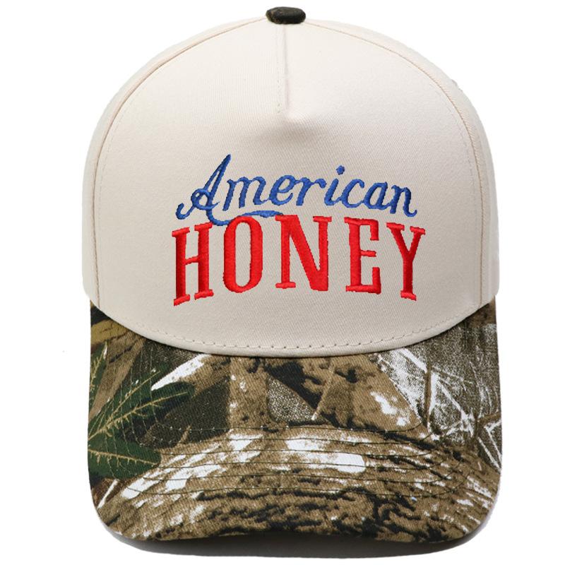 Американская шляпа-кепка водителя грузовика HONEY, вышивка, сочетание цветов, бейсболка, повседневная ретро-шляпа для мужчин и женщин