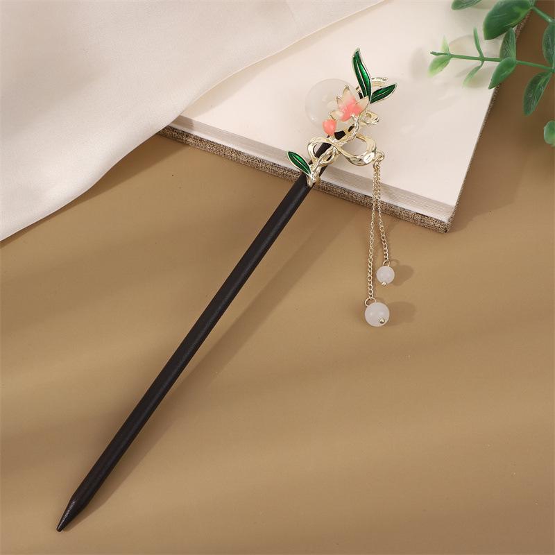 Заколка для волос с кисточкой в стиле эбони: Винтажное деревянное украшение для волос для женщин, идеально подходящее для простых причесок и украшений для старинных костюмов