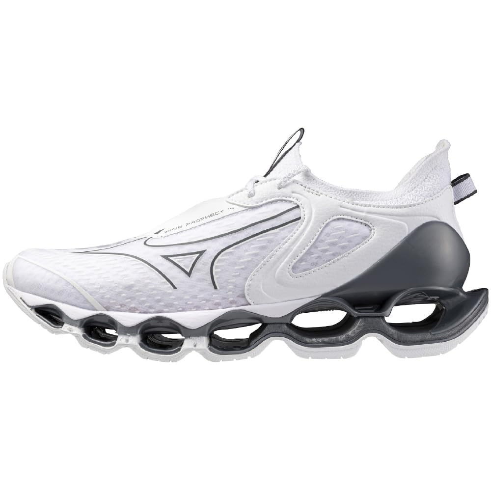 Mizuno Wave Prophecy 14 Running Shoes, Jogging/Marathon, White/Silver, Size 24.5 Cm, 2E