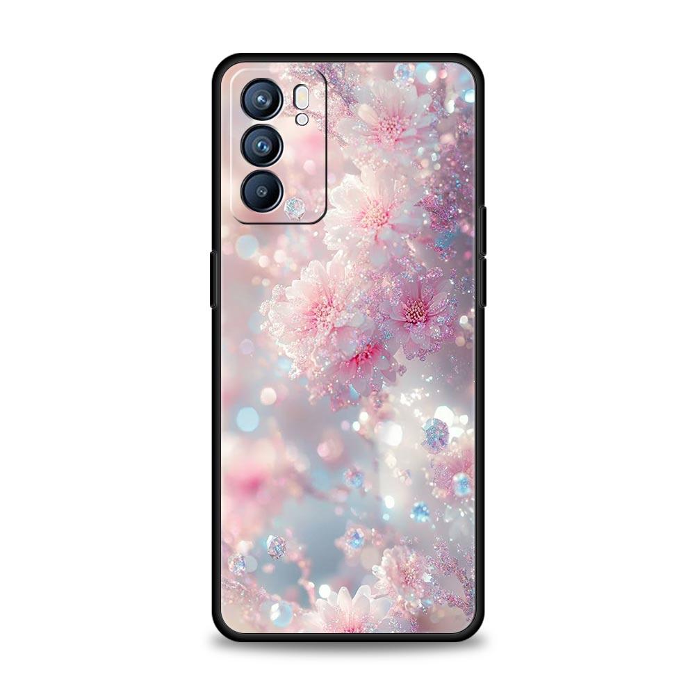 Корейский чехол для телефона с цветами для Oppo Reno 13 12 11 10 7 F Find X5 X6 A98 A80 A79 A78 A57 A54 A31 A17 Pro 5G Мягкий чехол из ТПУ Fundas
