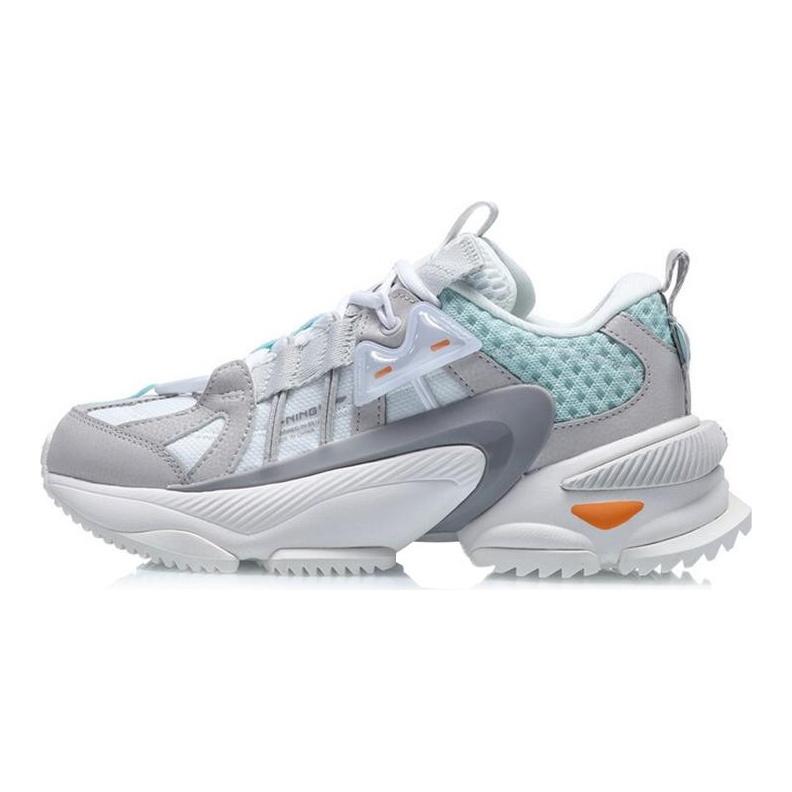 Li Ning Nebula M1 Текстиль, Синтетическая кожа Амортизация Низкие Спортивные Повседневные Кроссовки Женские Белый Серый AGCQ244-1