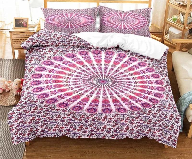 Bohemian Psychedelic Mandala Pattern Duvet Cover Set Bedding For Adult Kid Bed Set Comforter Cover With 1 Comforter 2 Pillowcase
