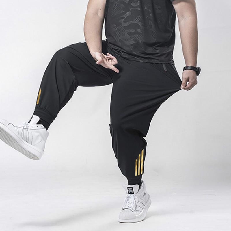 Мужские брюки размера Plu, шелковые брюки на весну и лето, ультратонкие эластичные брюки, повседневные повседневные брюки