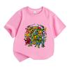 Kids Boys Girls 100% Cotton Crew Neck Short Sleeve T-shirt, Retro Cartoon Hero Characters Graphic Casual Summer Tee for Children Daily Wear