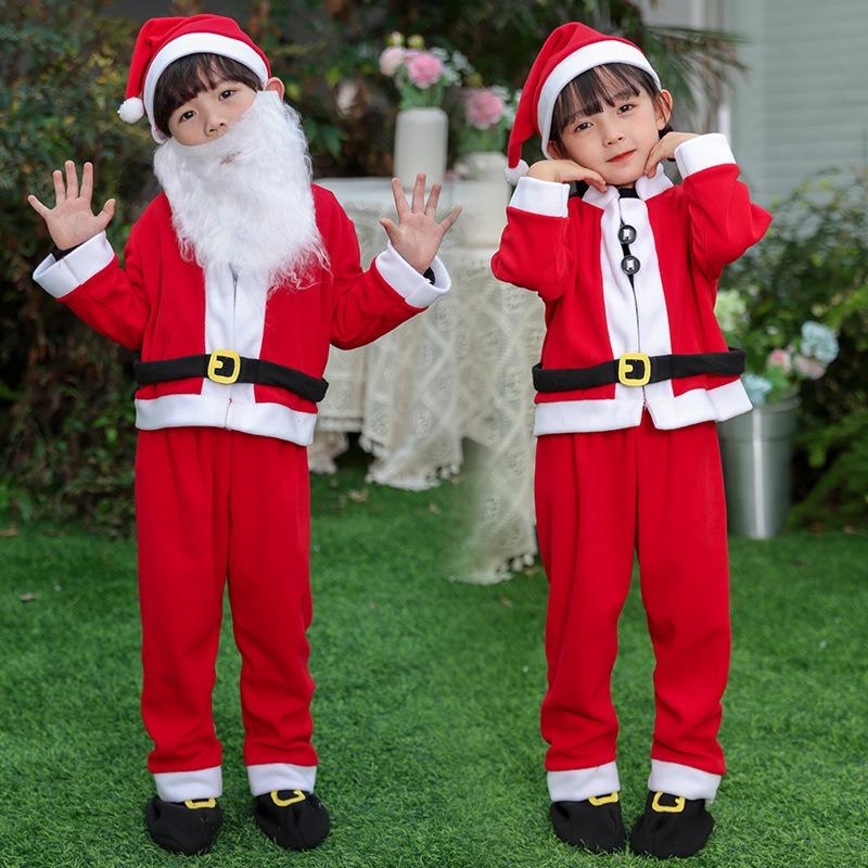 Рождественский детский комплект, красная новая одежда для выступлений для мальчиков и девочек, детская фотография, одежда Санта-Клауса