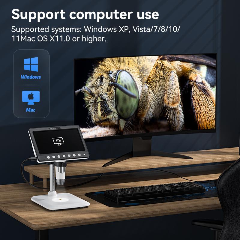7,0-дюймовый цифровой микроскоп HDMI с увеличением 1200x, 5-мегапиксельная HD-камера USB, профессиональный электронный микроскоп для ремонта с 8 светодиодами