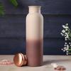 Pure Copper Water Bottle 950 ML - Jointless, Leakproof, Double Printed Design Best Gifts for Family and Friends| Cream & Brown - Set of 2