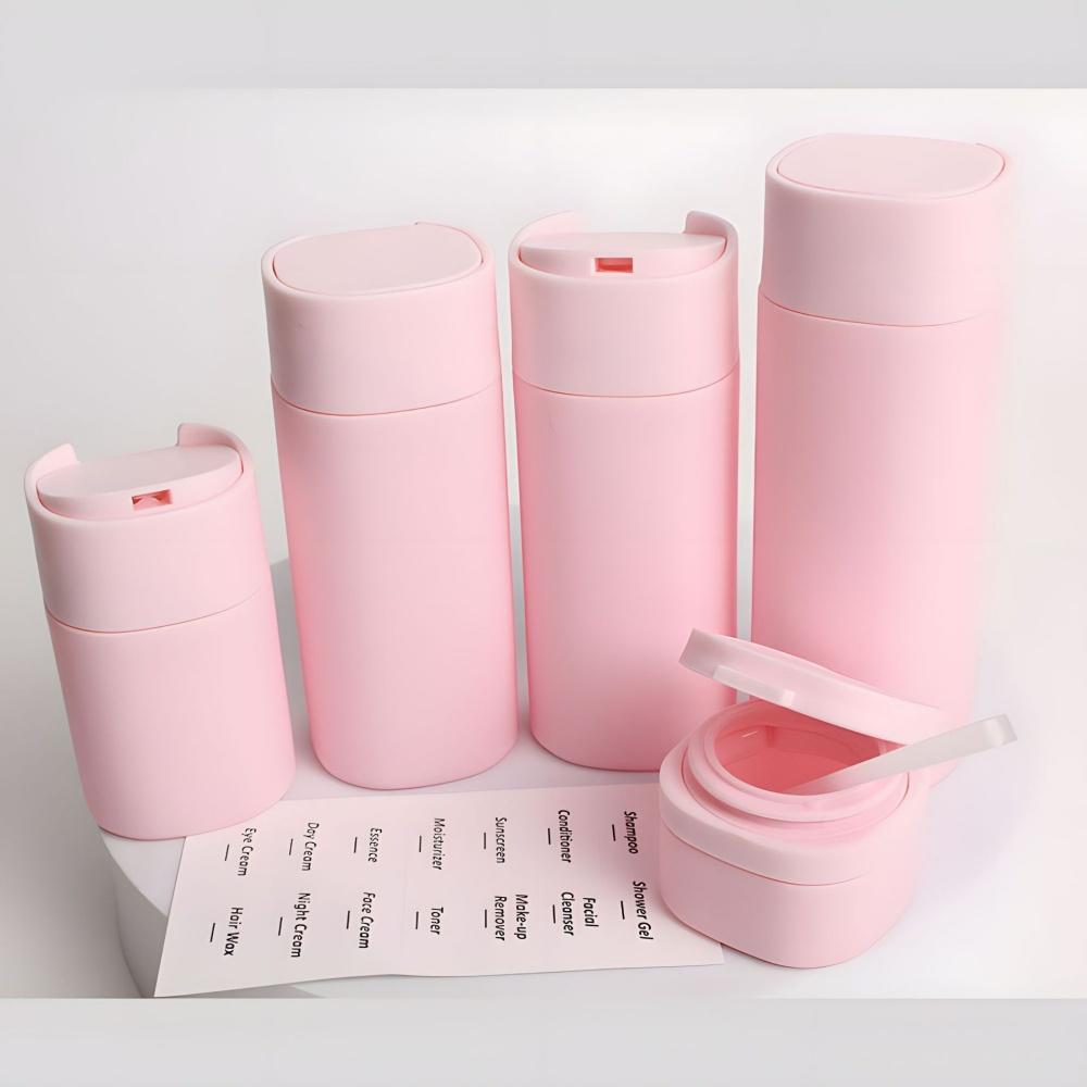 Набор из 5 флаконов-дозаторов для крема для путешествий, дорожные флаконы, набор контейнеров для туалетных принадлежностей, одобрено TSA, предметы первой необходимости для путешествий