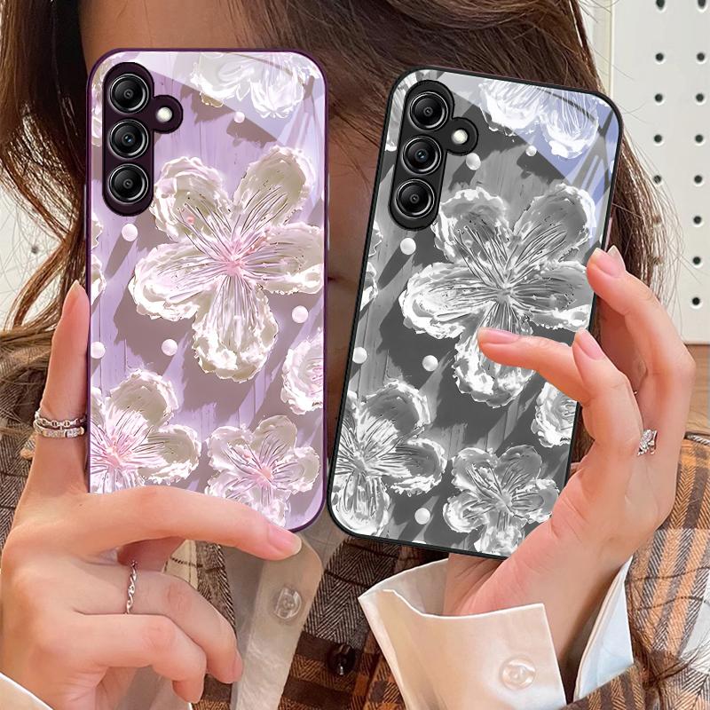 Масляная живопись подсолнухов Для Samsung Galaxy A14 4G 20 30 52 20S 21S 22 32 33 34 42 50 51 53 54 70 71 72 73 5G Стеклянный чехол для телефона