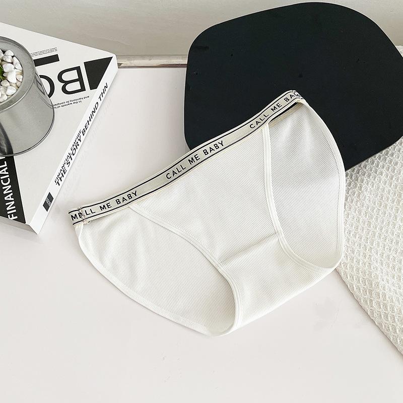 Sports Style Lingerie Minimalist High Slit Thread Knickers Girls' Mid Waist Underwear Panties