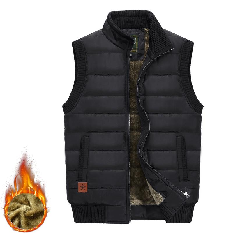 Autumn and Winter Men's Casual Vest Plus Velvet Stand Collar Plus Size Warm Vest Jacket Men's Clothing