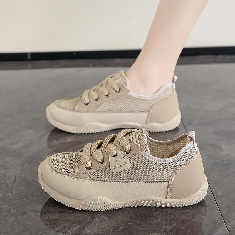 2024 New Fashion Casual Vulcanized Shoes Color Matching Mesh Lace-up Breathable Low-top Women's Sports Shoes Zapatos De Mujer