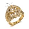 New Hip Hop Iced Out Bling Money Dollar Signs Ring Gold Color Stainless Steel Big Rapper Rings For Men Hippie Party Jewelry Gift