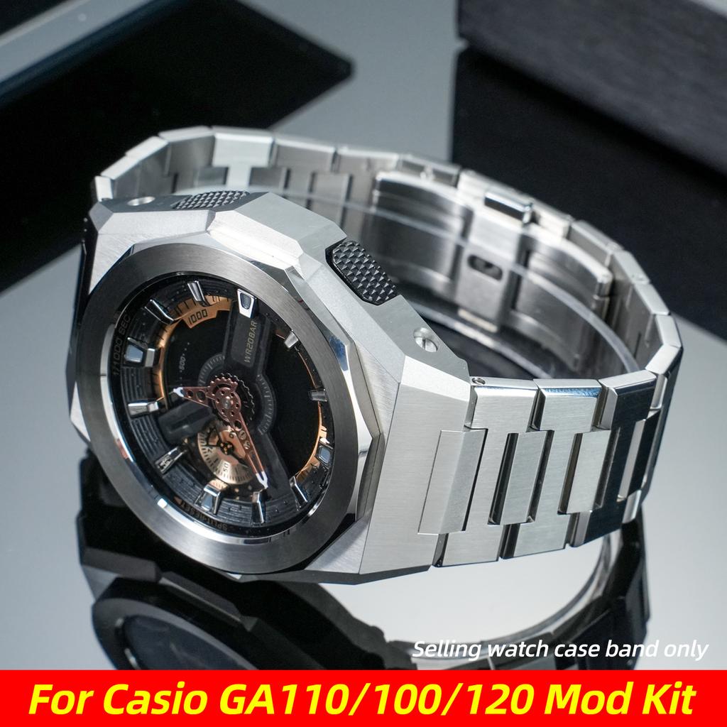 GA110 Мод-комплект ремешок для часов Корпус Для Casio G-SHOCK GA-110 GA-120 GA100 Модифицированный корпус из нержавеющей стали Резиновый ремешок для часов комплект инструментов