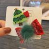 Christmas Hair Accessories - Red & Green Girls' Side Clips: Festive Duckbill Headwear for Autumn/Winter