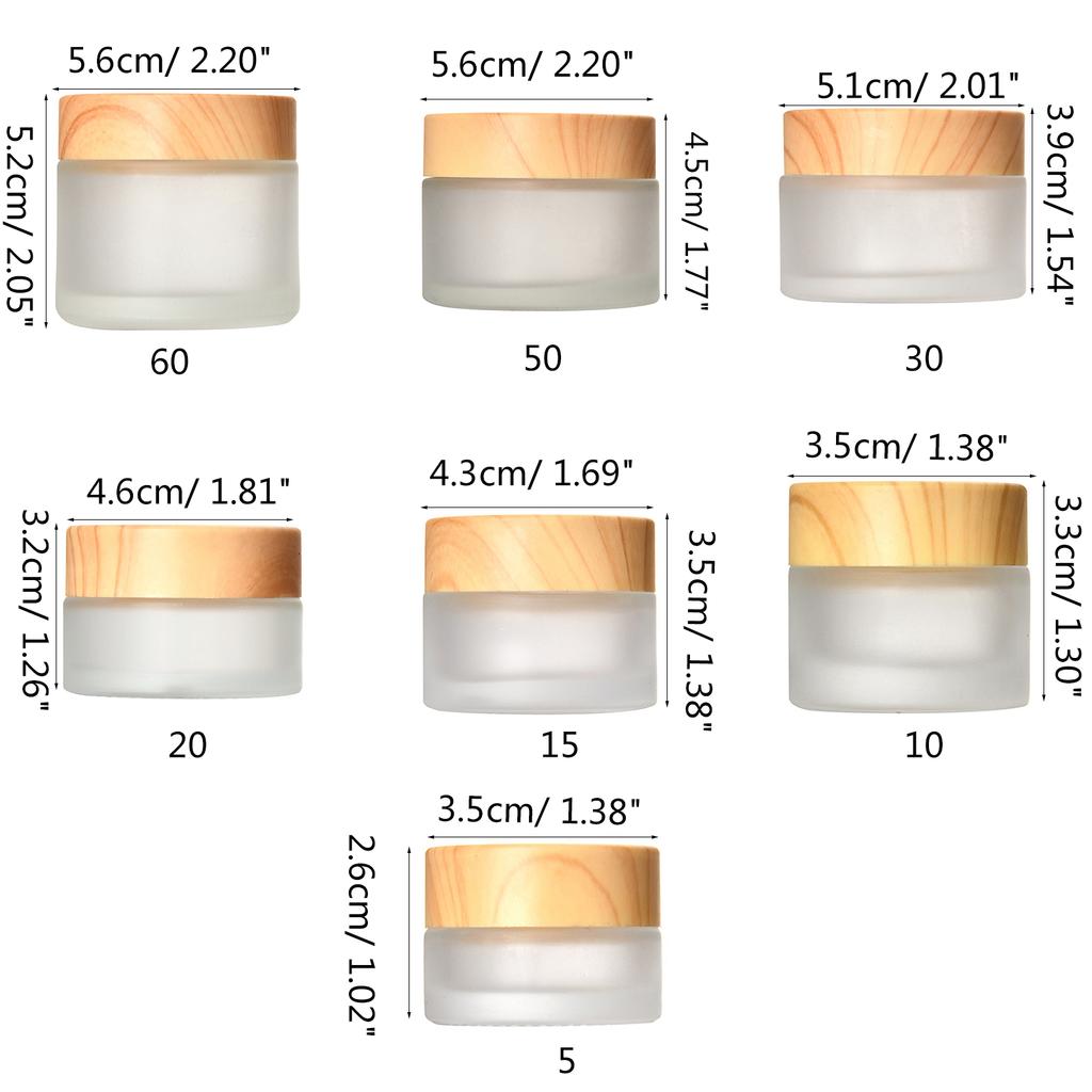Glass Cosmetic Containers Empty Sample Jars with Leak Proof Lids Makeup Containers for Lotion Cream 5/10/15/20/30/50/60g
