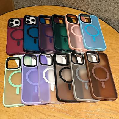 Скраб на ощупь кожи Подходит для iPhone 16 Магнитный чехол для телефона Apple 15promax Простой прозрачный 14 Однотонный противоударный