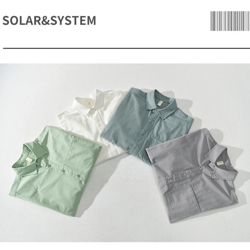 Мужские рубашки карго с длинным рукавом в японском стиле, весенне-осенняя повседневная рубашка с карманом, из чистого хлопка, на пуговицах, повседневный свободный топ