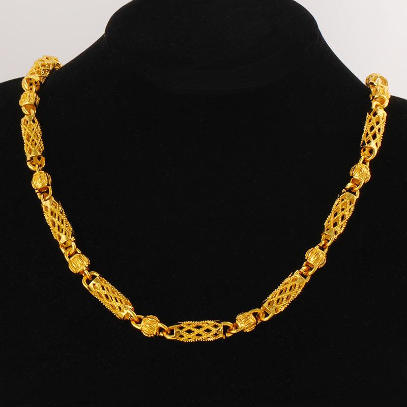 Мужское цилиндрическое колье с бусинами-тыквами с покрытием из 18-каратного золота - Креативный модный аксессуар