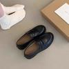 Flat-soled Loafers Women's British Style Black Commuter Retro Single Shoes Versatile Casual Low Heel One Pedal Small Leather Shoes