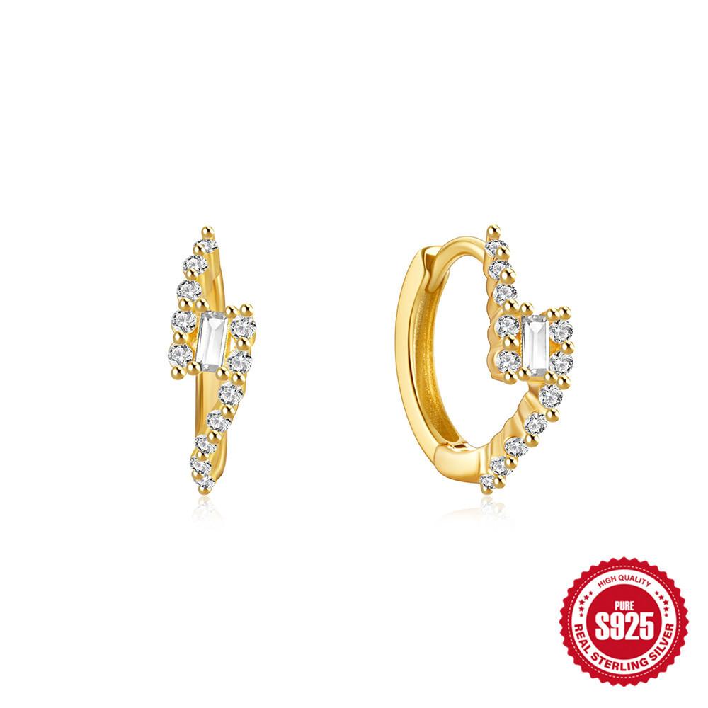 Серьги-пусеты из стерлингового серебра 925 пробы, геометрические, с бриллиантами, трендовые, креативные, в стиле инс