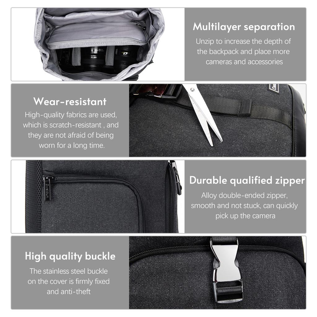 Cwatcun M8 Photography Camera Bag Camera Backpack Waterproof Compatible with Canon Nikon Sony Digital SLR Camera Body
