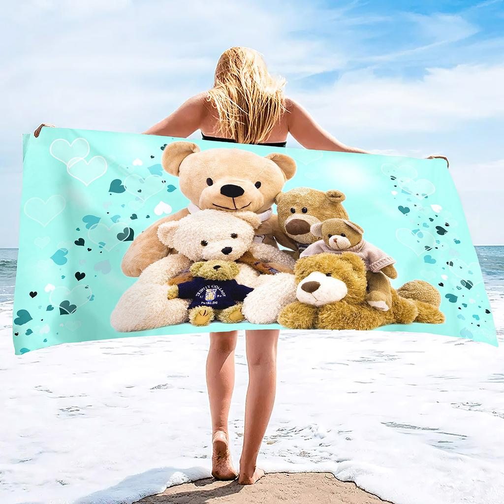 Cartoon Teddy Bear Printing Series Seaside Vacation Beach Towel Swimming Bath Towel Sports Towel