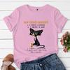 My Four Moods Lazy Cat Anime Tops Short Sleeves Women's T-shirts Tops Cute Coffee Black Sleepy Cat Women Tops Y2k Short Sleeves
