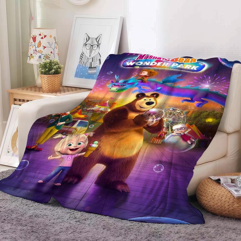 Cartoon M-Masha And The B-bearers Blanket Warm And Soft Suitable For Bedroom Living Room Sofa Bed Office Travel Camping