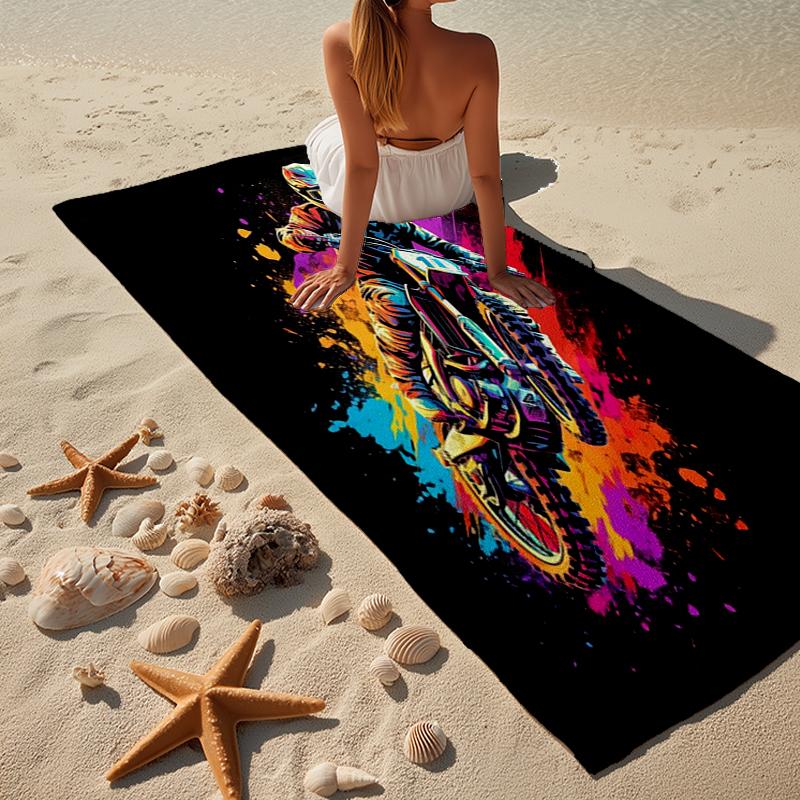 Motocross Rider In Action Beach Towel, Super Soft Microfiber, Gift for Her/Him, Birthday, for Pool, Beach, Travel, Home Decor Fan gifts