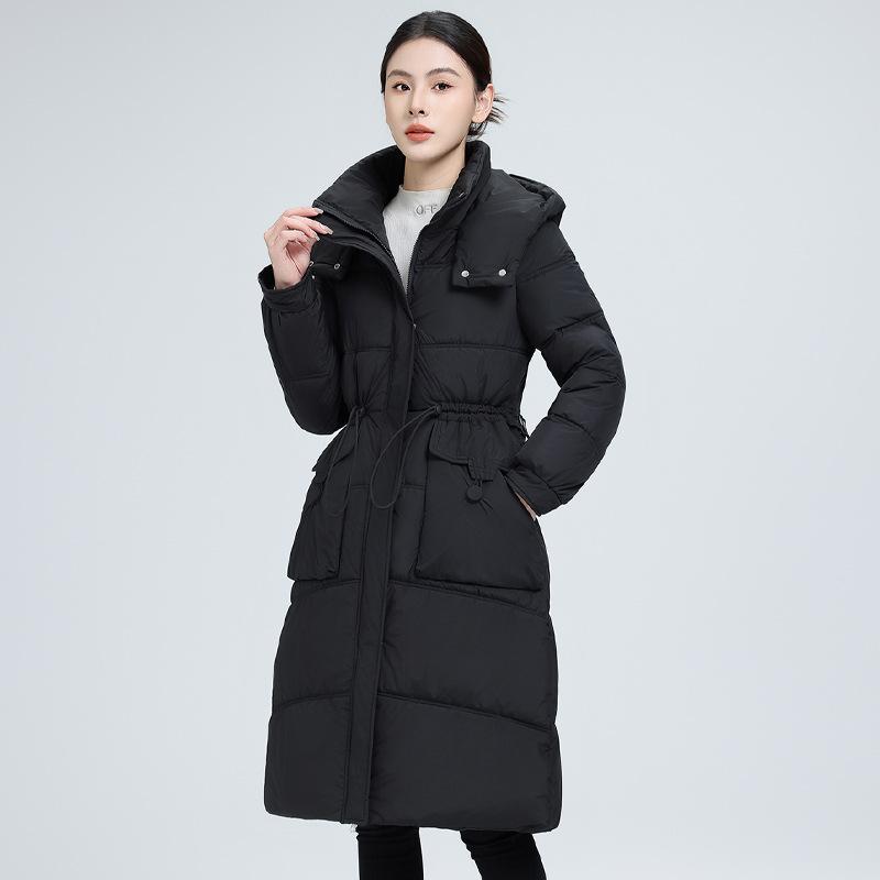 Medium and long hooded winter thickened down cotton-padded women's jacket, new women's high-end versatile cotton-padded jacket