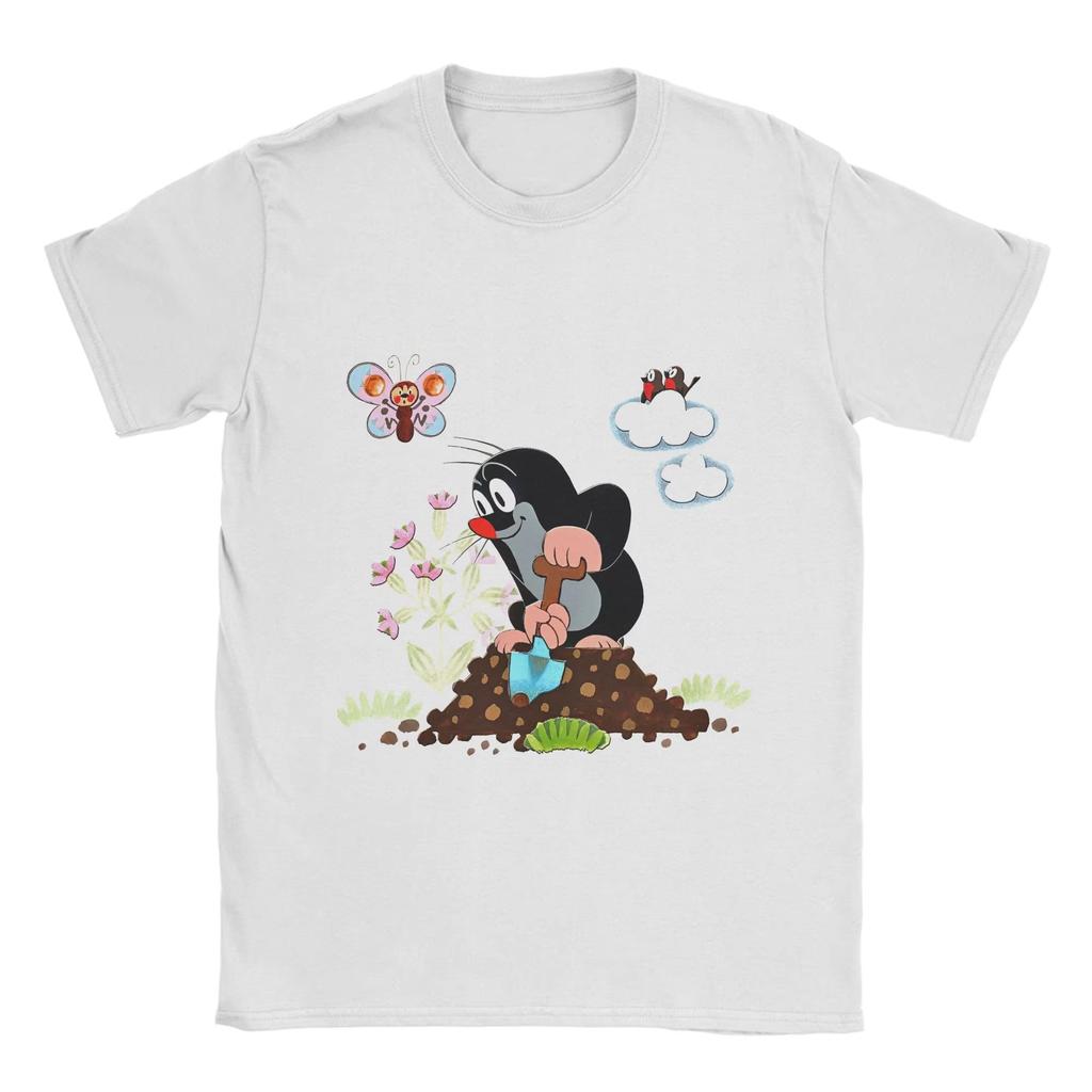 Футболка из 100% хлопка для пары 'Кротик' Летние Y2K Ретро футболки С круглым вырезом Модные футболки Оверсайз Дешевые топы Хлопковая футболка