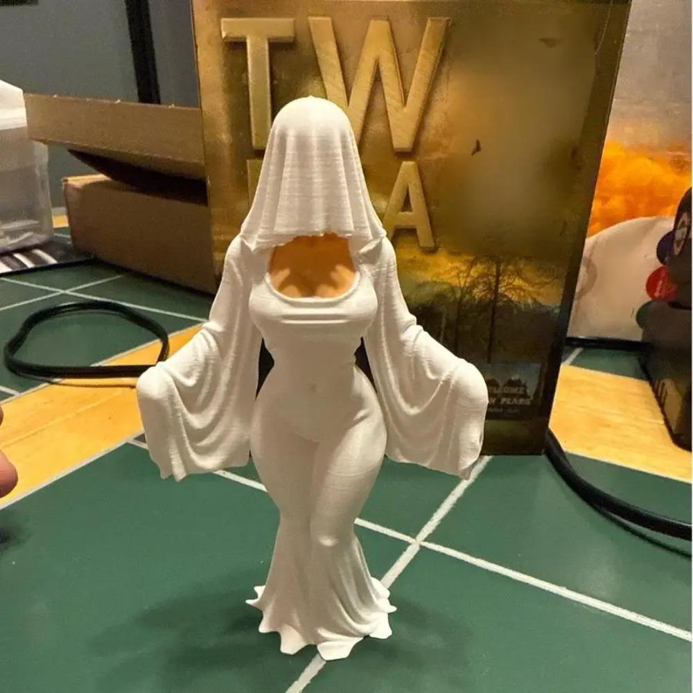 Призрак-украшение 12 см, 3D-печатное привидение в белом платье, забавное украшение для Хэллоуина в помещении и на улице