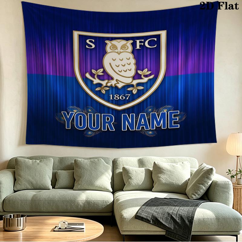 Custom Name Sheffield Wednesday Printed Tapestry – Wall Hanging for Bedrooms, Dorms, and Home Decor
