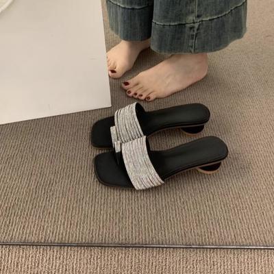 Модные хрустальные женские балетки-шлепанцы Элегантная модная обувь Платье Женские сандалии Лето 2025 Вечеринка Роскошные шлепанцы Новые Mujer De Zapatillas