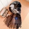 Wool scarf men's and women's winter blue plaid cashmere scarf high-end navy blue British style thickened new model