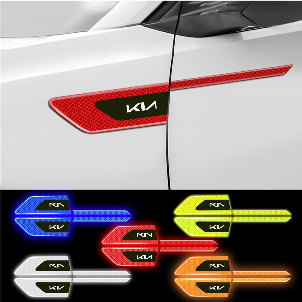 AABIW1 2pcs Car Side Fender Reflective Safety Strip Stickers Auto Warning Reflector Tape For Kia Rio Sportage Cerato Soul Sorento Ceed
