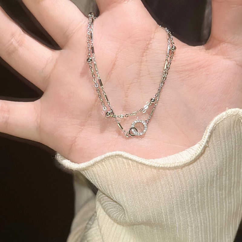 Mobius Double-layer Bracelet Women's Niche Light Luxury Temperament High-end Interlocking Round Bead Bracelet Women