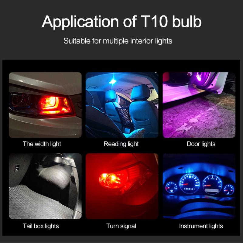 2 шт. DC12V W5W 194 T10 Cob светодиодная автомобильная лампа белый зеленый синий красный клиновидный номерной знак лампа плафон 7 цветов авто одиночный свет